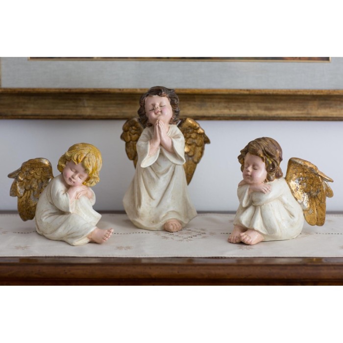 Colored and Gold Patinated Angels in Ceramic